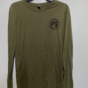 Flo Grown Men's Navy Green Deer Print Crew Neck Long Sleeve T-Shirt Size Medium
